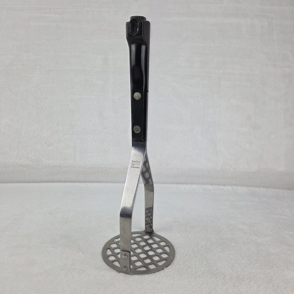 Vintage Maid Of Honor Stainless‎ Steel Potato Masher Black Handle 9.5”